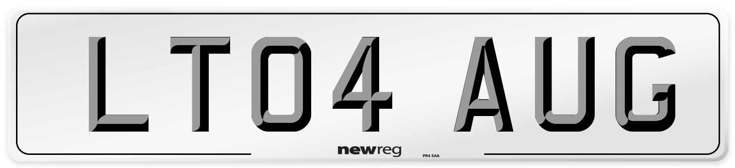 LT04 AUG Number Plate from New Reg